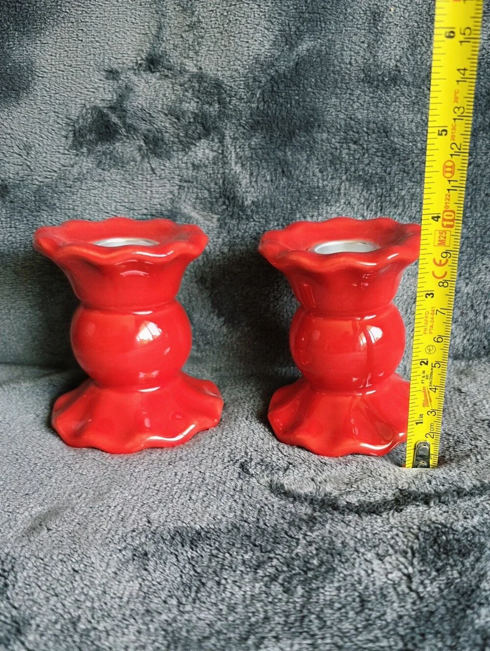 Bundle of 2 new red Taper Candle Holder 3.25